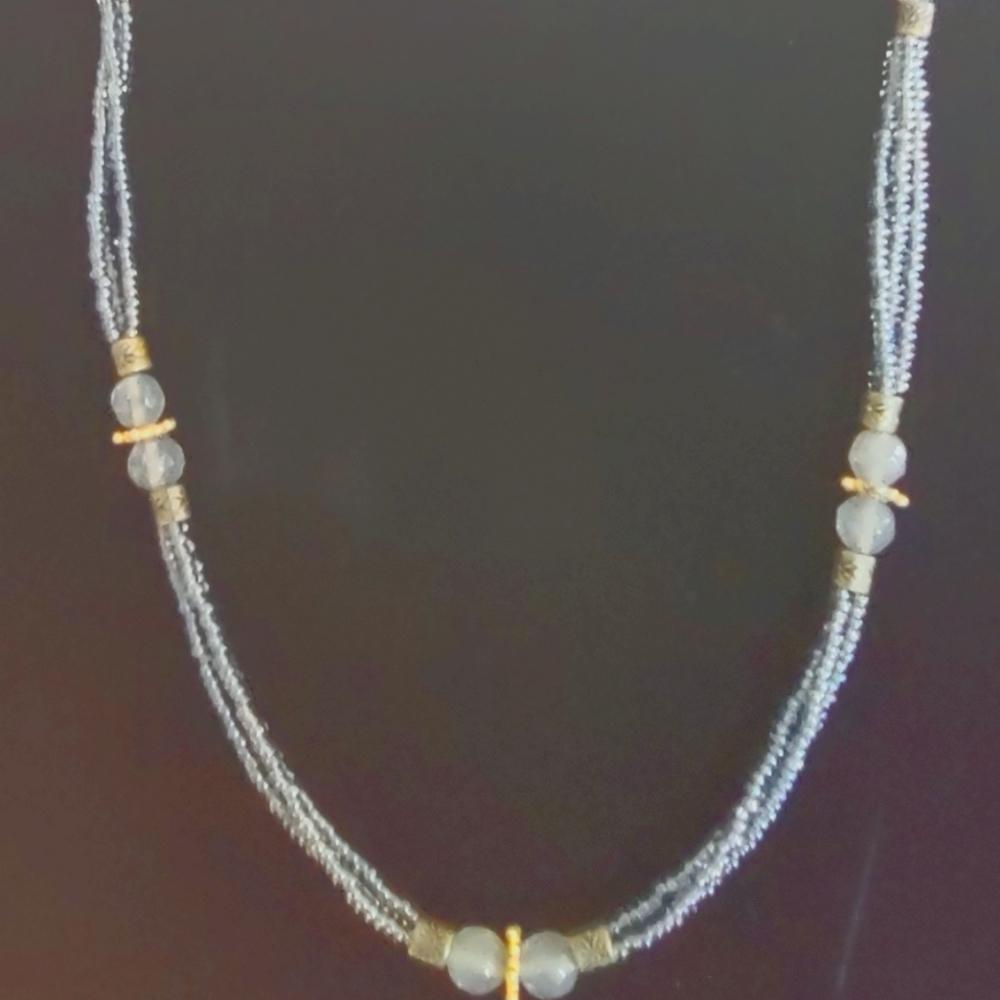 Peacock glass bead agate necklace